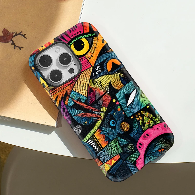 Premium Artistic Phone Case with Magsafe Compatibility and Soft Eyes Design