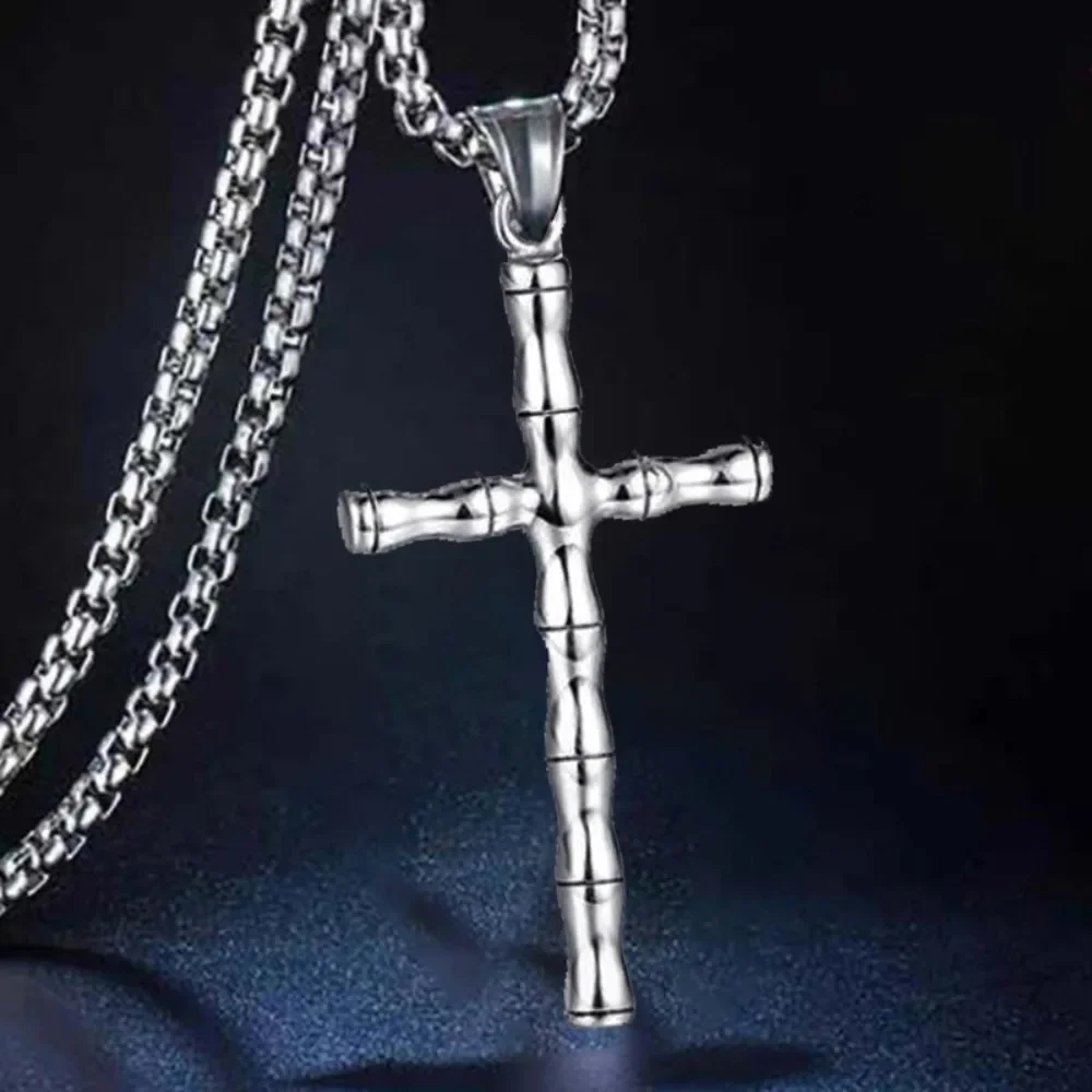 Hip Hop Gothic Cross Pendant Necklace, Retro Punk Style  Necklaces