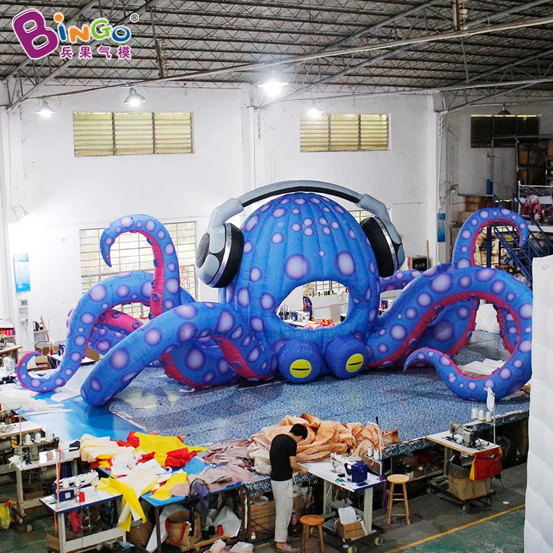 

10x4.56x3.27 Meters Inflatable Octopus DJ Booth With Headphone For Music Festival Carnival Stage Event
