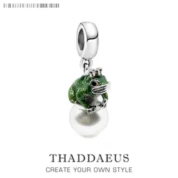 Elegant Frog and Pearl Sterling Silver Pendant - Handmade Fashion Jewelry (Ring)