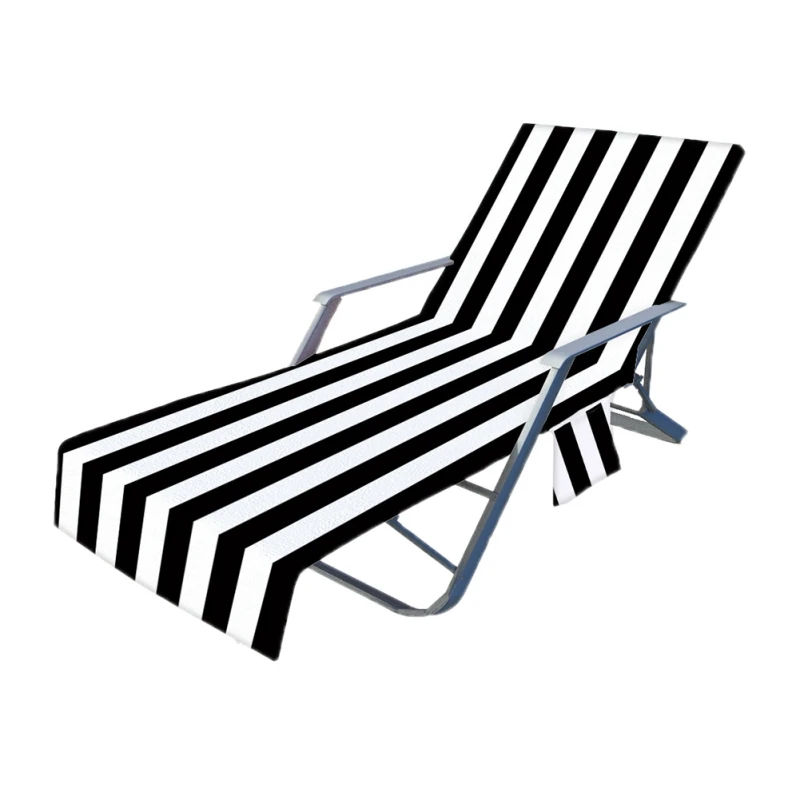 Housse De Chaise Longue Plage Surwin - 75x210cm - Microfibre - Poches Latérales