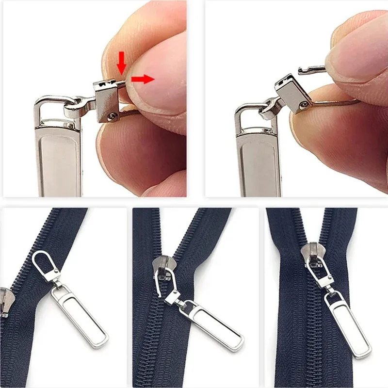 5/1Pcs Detachable Zipper Pull Metal Zippers Replacement Slider