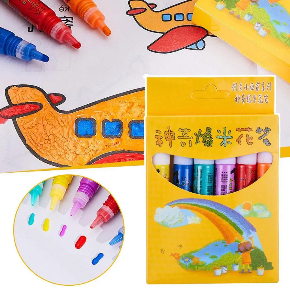 Diy Bubble Popcorn Drawing Pens Cute Magic Puffy Pens For Girls Kids Drawing Markers F6y8