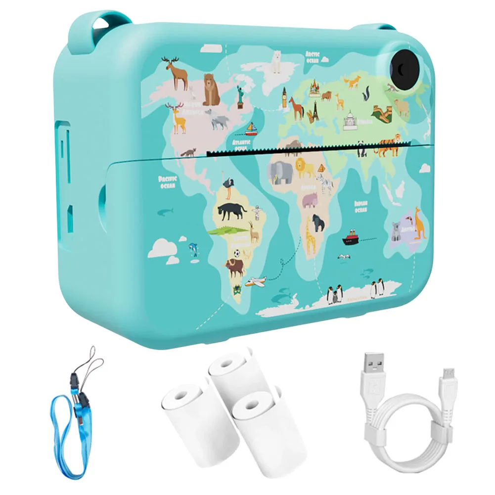 Thermal Print Camera Portable Cute Camera Kids Camera Instant Print Photo with 3 Rolls Print Paper Birthday Gifts for Girls Boys