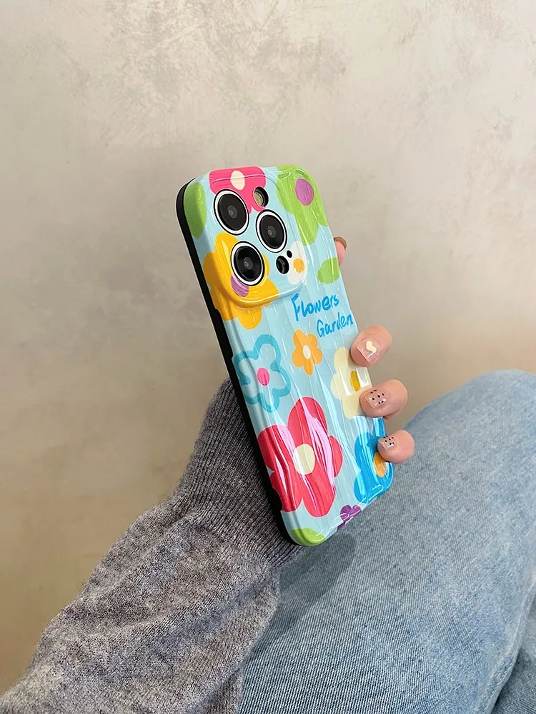 Stylish Flowers Wave Glossy Case For iPhone