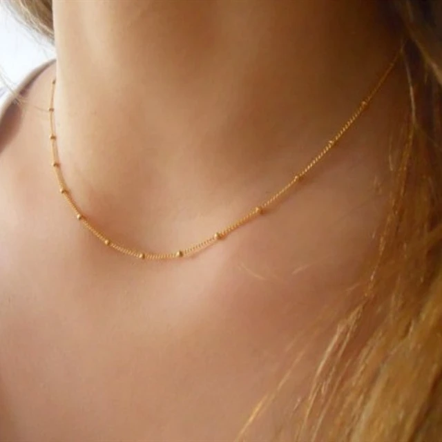 10Pcs Sparkly Gold Silver Color Bead Chain Choker Necklace Gift