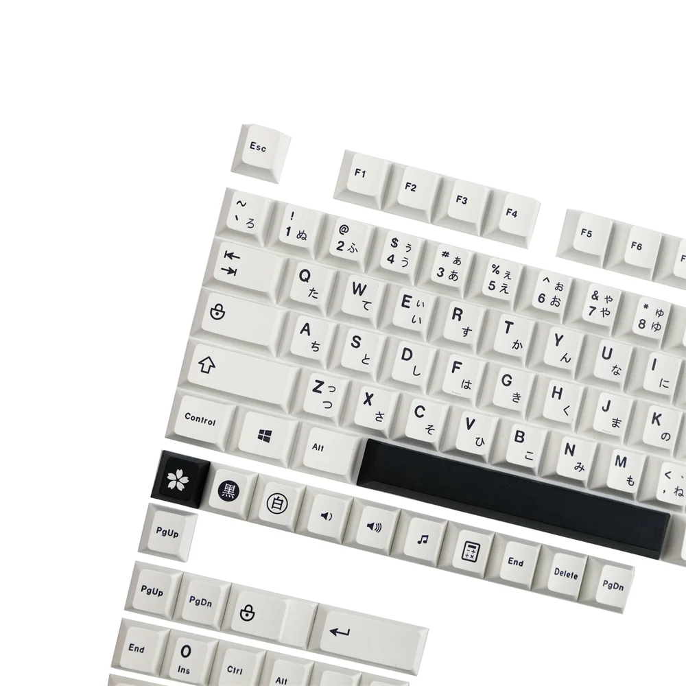 Keycap Japonês Pbt Preto Branco Perfil Cereja para Teclado Mecânico e Óptico para Jogos 129 Teclas - Imagem 3