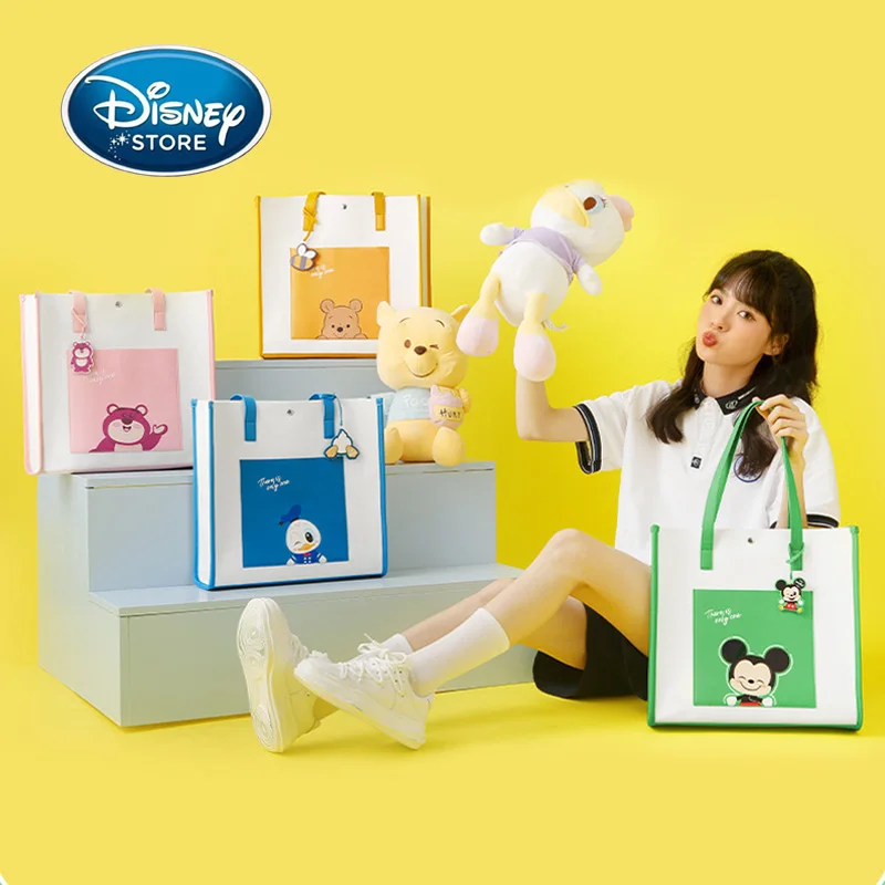 

Disney Leather Tote Bag Women's Shoulder Bag Cartoon Handbag Girl Large Capacity College Student Commuting 14 Inch Computer Bag