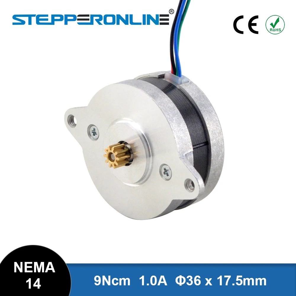 Stepper Motor Bipolar para Impressora 3d Máquina de Gravação Fios Redondo Nema 14 03 Graus 9ncm 12.75oz in 1.0a F36x17.5 mm