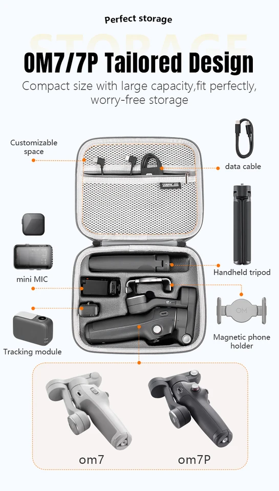 Osmo Mobile 7/8 ポータブル収納バッグ キャリングケース DJI OM 7/7