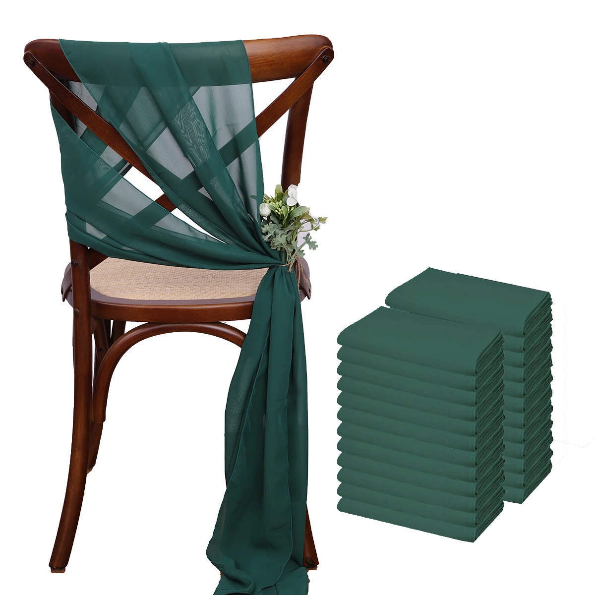 

24 Pcs 17x275cm Christmas green Chiffon Chair Sashes 12 Set Sage Chair Sash Wedding Ribbon Wedding Party Aisle Chair Decor