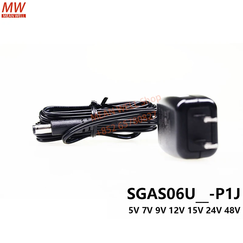 오리지널 MEAN WELL 6W AC-DC 고신뢰성 초소형 벽걸이형 산업용 전원 공급 장치 연장 코드 SGAS06U12-P1J