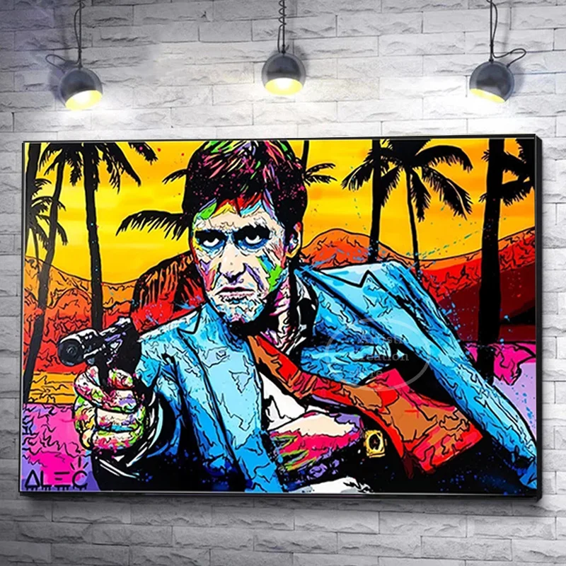 Retrato moderno de Graffiti Tony Montana, arte callejero, pintura impresa en lienzo, figura abstracta, imagen para decoración de sala de estar, Cuadros