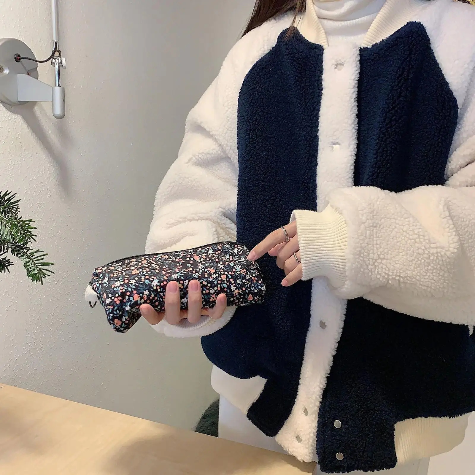 Corduroy Pencil Case 2 Pieces Cute Pencil Stationery Case 3D Floral Embroidery Holder Organizer Box For Stationery School