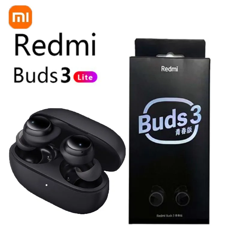 Xiaomi-Redmi Buds 3 Lite, TWS, Fone de Ouvido Bluetooth 5.2, IP54, Bateria de 18 Horas, Fones De Ouvido Sem Fio Mi Ture, Edição Youth