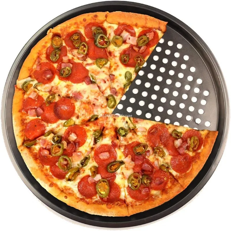 1Pcs Pizza Pans for Oven Round Pan with Holes 26cm Pizza Tray for Oven Baking Steel Accessories Kitchen Tools כף פיצה