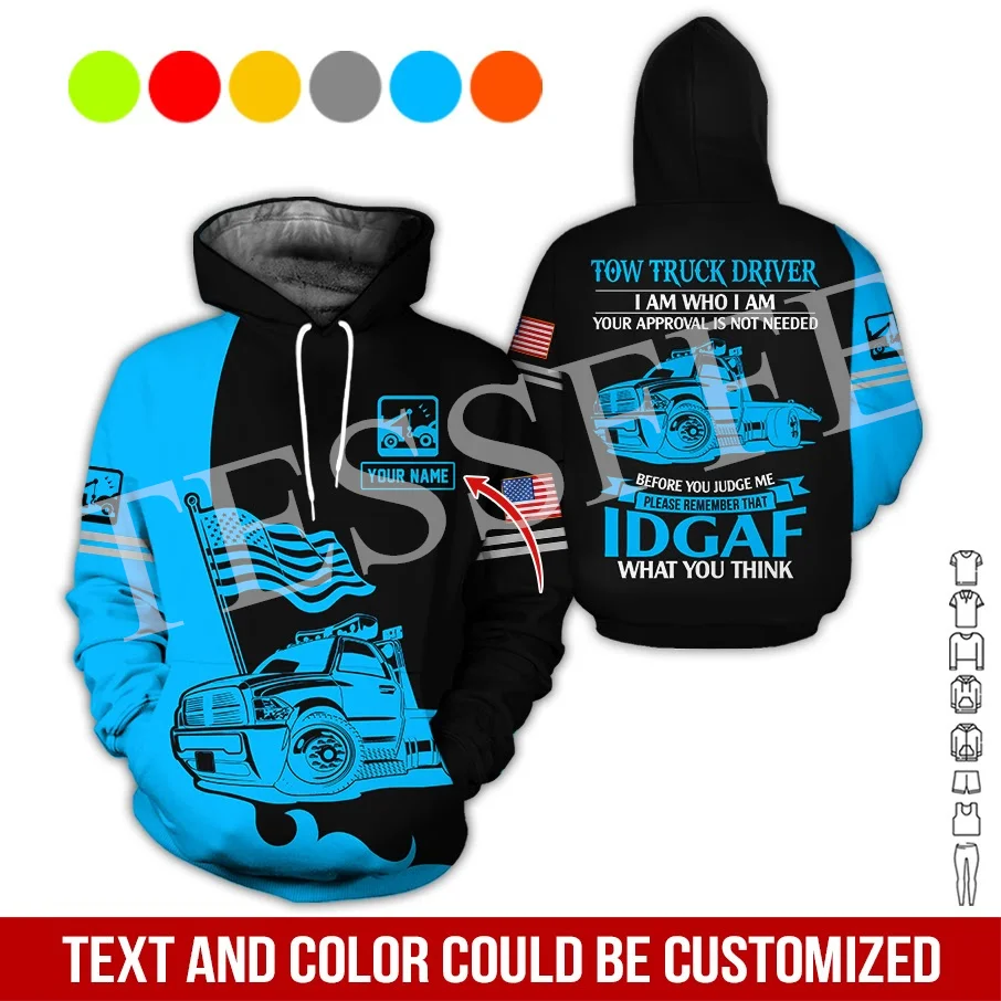 Nome Personalizzato Cosplay Tow Truck Driver Trucker Worker Retro Tuta 3Dprint Harajuku Casual Pullover Jacket Felpe Vintage X32