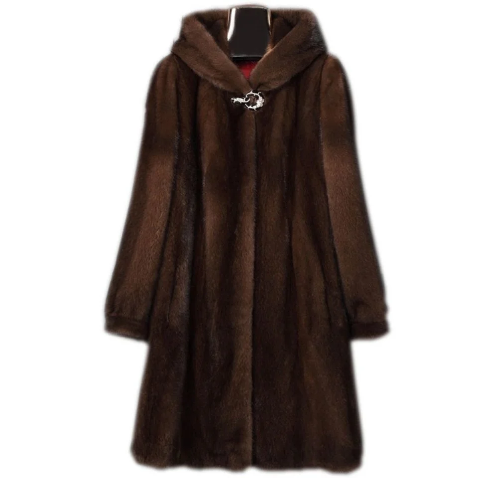 

2024 Autumn Winter Women Fur Jackets Hooded Coats Long Length
