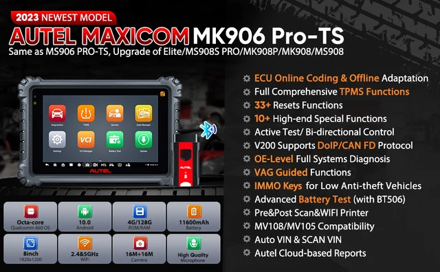 Autel MaxiCOM MK906Pro-TS strumento diagnostico di programmazione TPMS con  codifica ECU, 36 servizi, diagnosi di tutti i sistemi PK MS906Pro MK906Pro  AliExpress