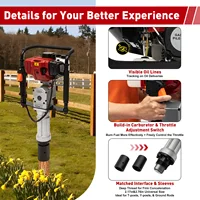 52cc Pile Driver 1900W Gasoline Two-stroke Post Driver Petrol Garden Fencing Tool Machine 55-70mm Sleeve 1