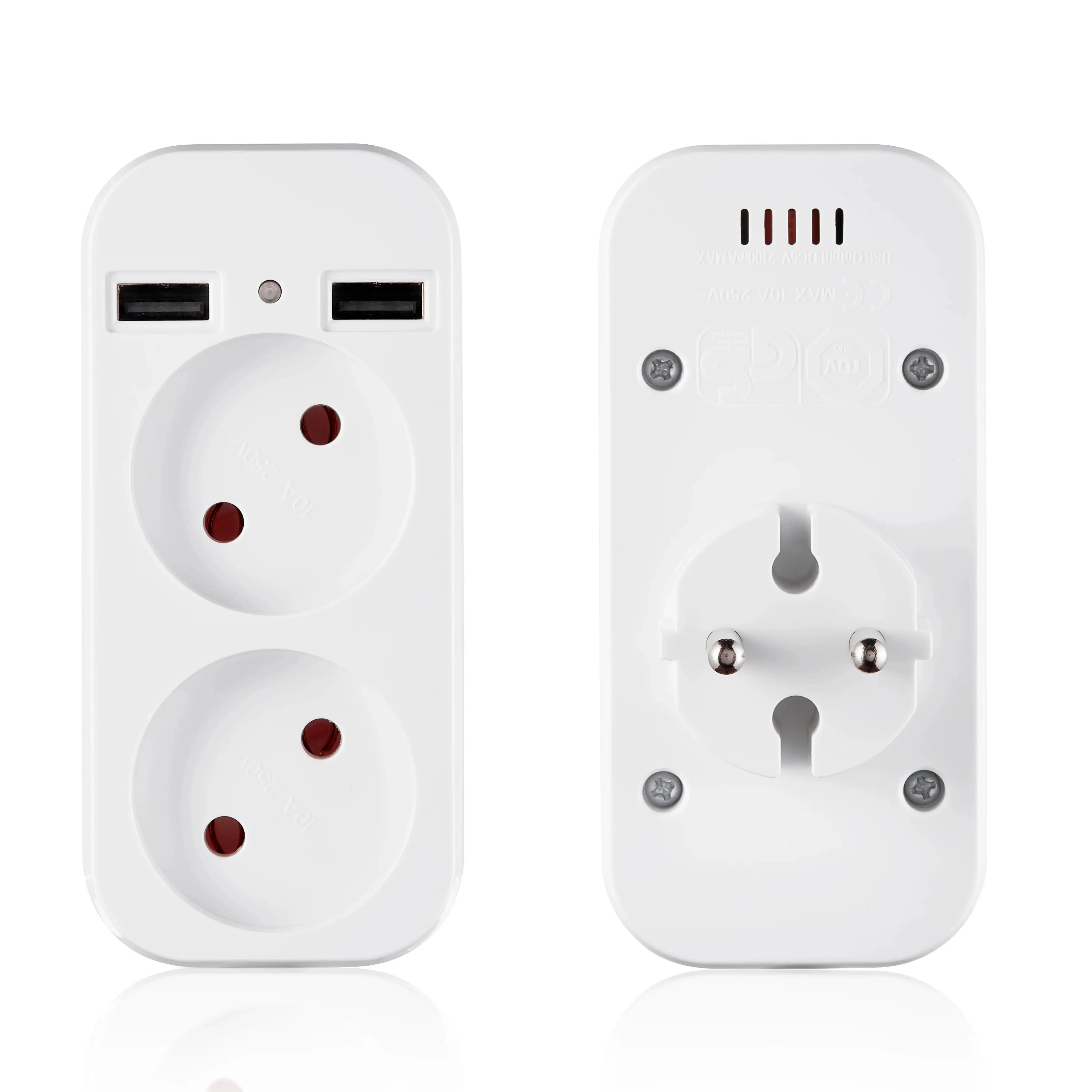 European style dual socket with dual USB 5V 2A output, plug adapter, free shipping