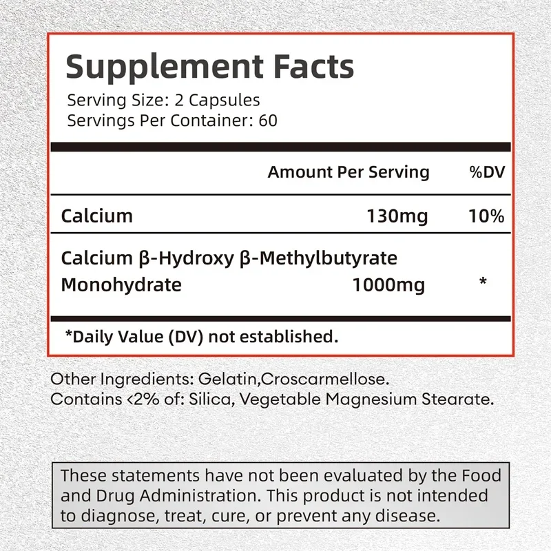 HMB Male Energy Booster-for Increased Muscle Mass and Athletic Strength, Energy Supplement, Endurance, Non-GMO