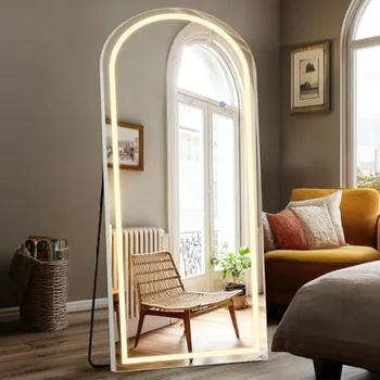 Arched Full Length Mirror 26×70 LED Floor Standing Mirror with 3 Color Lights Wall Mounted for Bedroom Dressing Room Living Roo 1