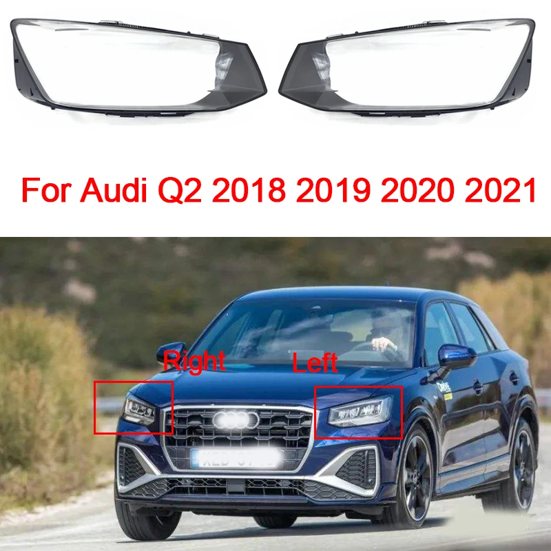 

Крышка передней фары автомобиля для Audi Q2 2018-2022, прозрачная оболочка, стеклянный абажур, лампа, крышка для автомобильных аксессуаров