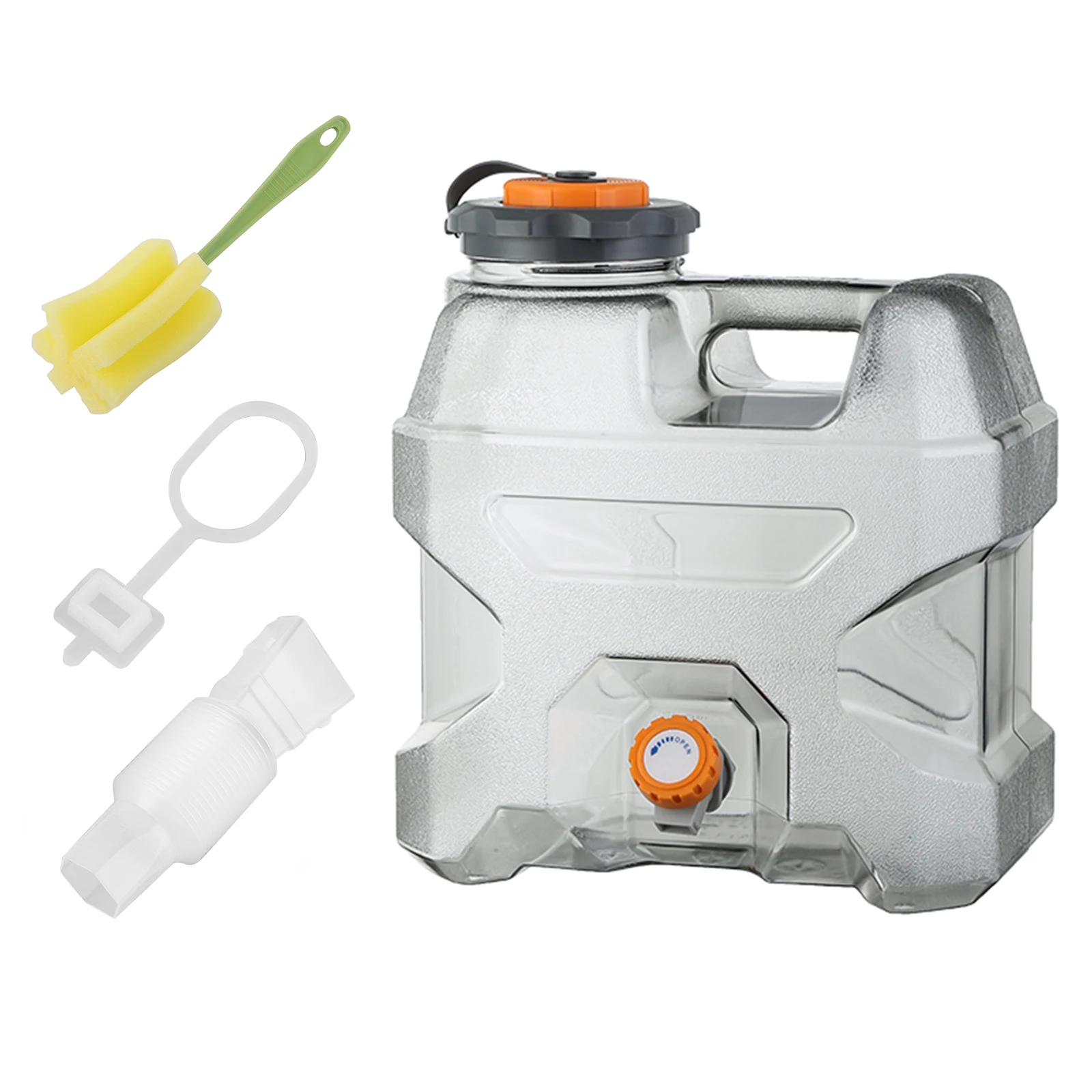 12L Water Container Clear Gray Emergency Water Storage with Spigot Portable Water Tank for Outdoor Hiking Camping Home Use