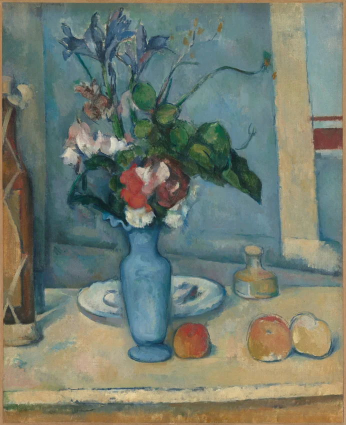 

Classic Still Life Painting Le Vase Bleu by Paul Cezanne Flower Wall Art Oil on Canvas for Kitchen, Dinning Room Hand Painted