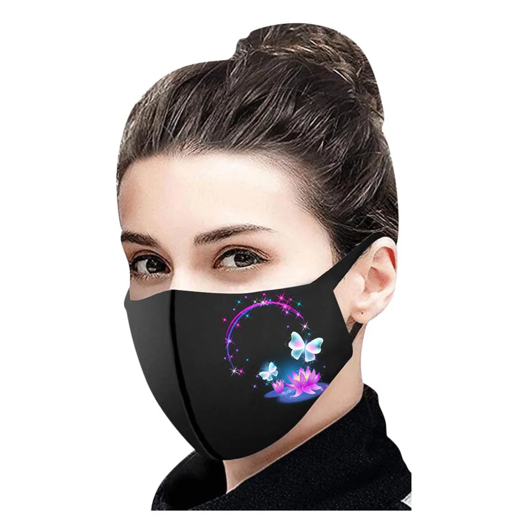 

1 шт., стирающаяся маска для лица с принтом для взрослых, модная дышащая и удобная женская маска для езды на велосипеде