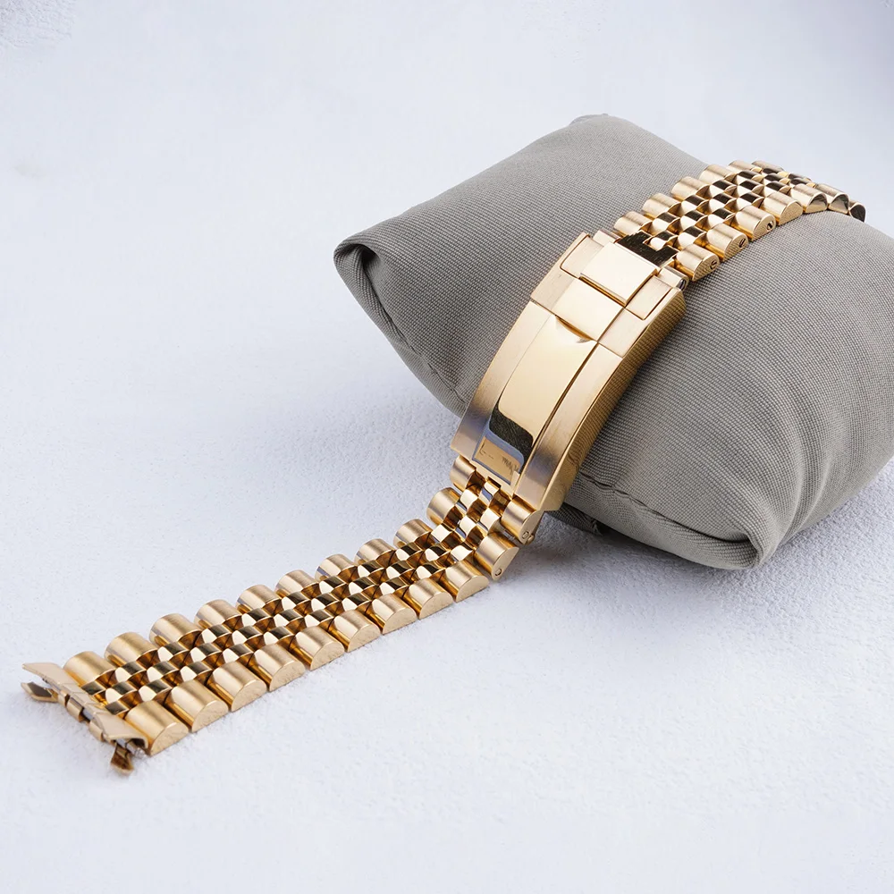 19Mm Gold Silver Middle Gold Hollow Curved End Solid Screw Links Watch Band Jubilee Strap For Seiko 7009-3040Watchband Strap