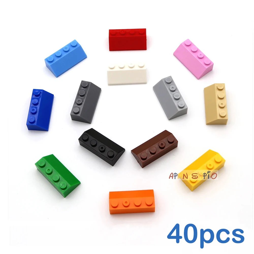 40pcs DIY 빌딩 블록 슬로프 2x4 두꺼운 그림 벽돌 교육 크리 에이 티브 ..