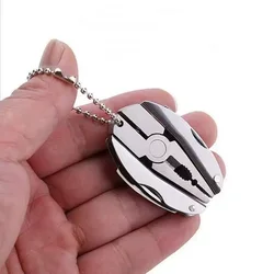 Compact Stainless Steel Multi - Tool Keychain with Pliers and Screwdriver for Outdoor Survival and Camping (1pcs  silver)