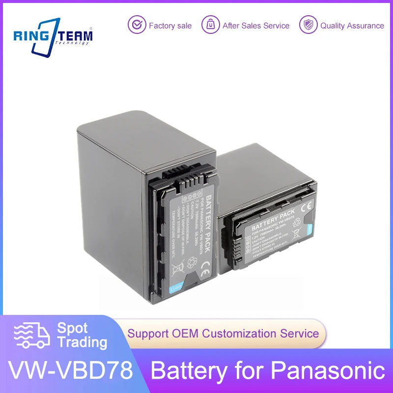 2 Pz 7800Mah Vw-Vbd78 Vbd78 Batteria Di Ricambio Per Panasonic Ag-Fc100 Ag-Dvx200 Px270 Px285Mc Px298 Hc-X1000 Ag-Vbr89