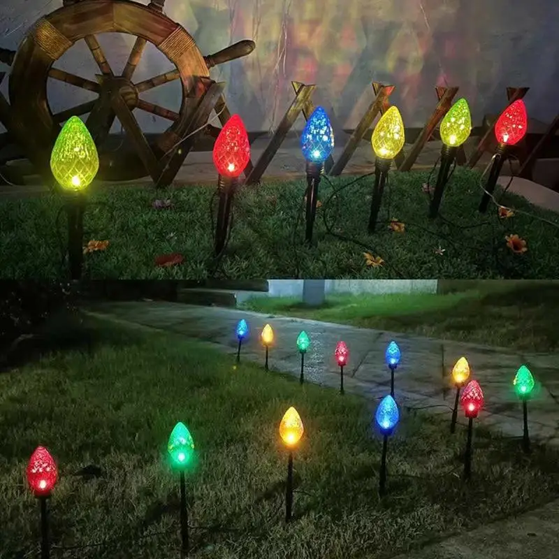 Solar Pathway Lights 5X Solar Garden Light Rhombic Pathway Lights For Garden Long Lasting Outdoor Lighted Stake For Christmas 2