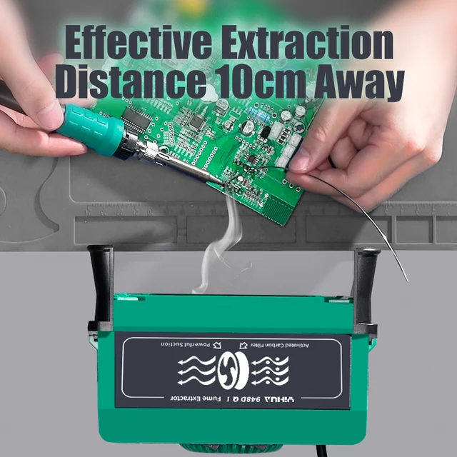 YIHUA 948DQ-I Fume Extractor with Filter for Soldering + 2 Helping Hands 200W 3