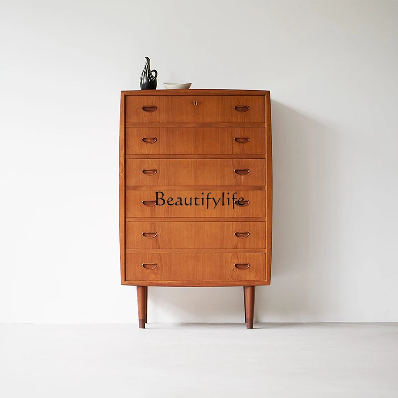 

Retro Solid Wood Myanmar Teak Chest of Six Drawers Sub-Style Replica Nordic