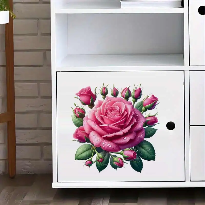 Watercolor Rose Wall Sticker Bathroom Toilet Decor Living Room Cabinet Refrigerator Home Decoration Decals Stickers S494