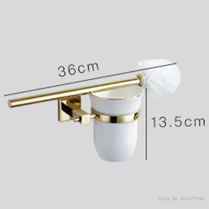 Golden Towel Rack, Towel Bar, Stainless Steel Hardware, Robe Hook, Toilet Brush Cup Holder, Soap Dish, Bathroom Accessories, 1Pc