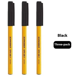 Schneider Imported German Ballpoint Pen - Ultra Smooth Steel Nib in Black, Red, and Blue Ink (Black pen 3pcs)