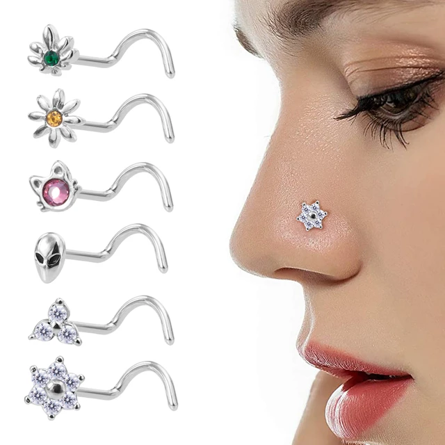 Piercing De Nariz Nostril Com Pedra Aço Cirurgico