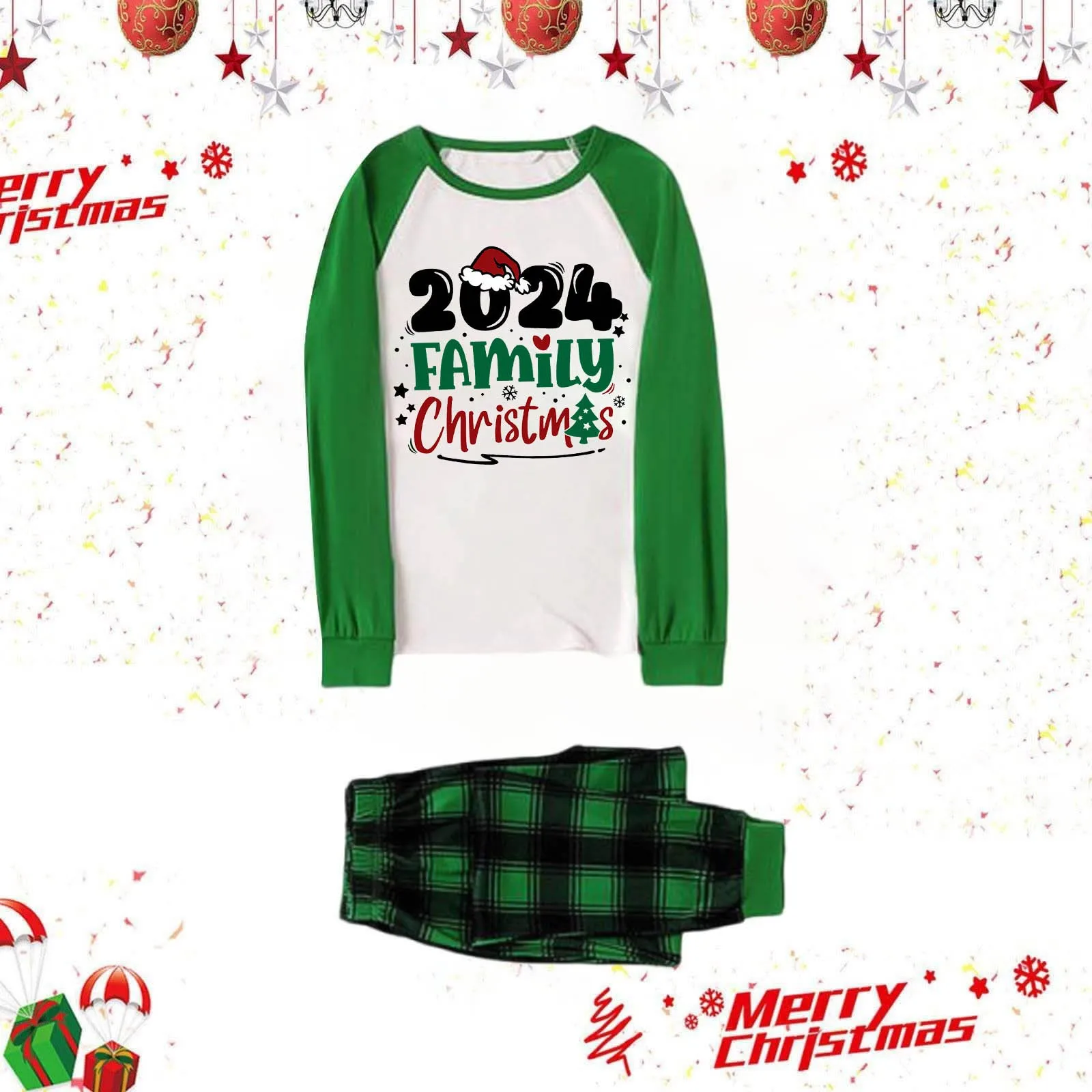 thumbnail image 5 of Conjunto de pijamas para niños con estampado de cuadros de dibujos animados navideños 2024, aspecto navideño, lindo traje suave de 2 piezas, ropa de estar por casa, conjuntos de ropa para bebés, niños, 5 of 5