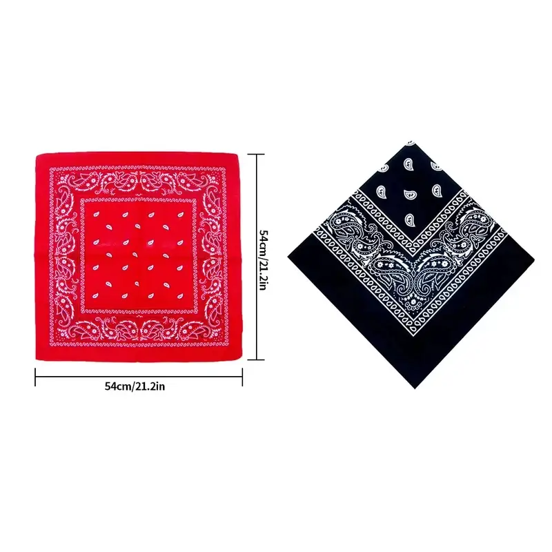 1-3Pcs Fashion Hip Hop Cotton Bandana Square Scarf 54cm*54cm Black Red Paisley Headband Printed For Women/Men/Boys/Girls - Image 6