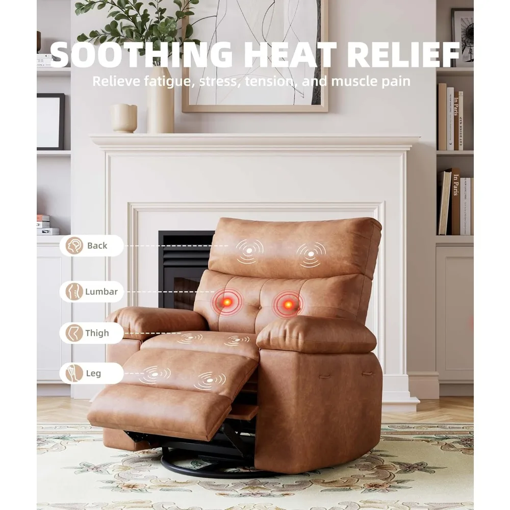 Electric Massage Recliner Chair with Heat, USB Port - 360° Swivel Rocking Chair for Living Room