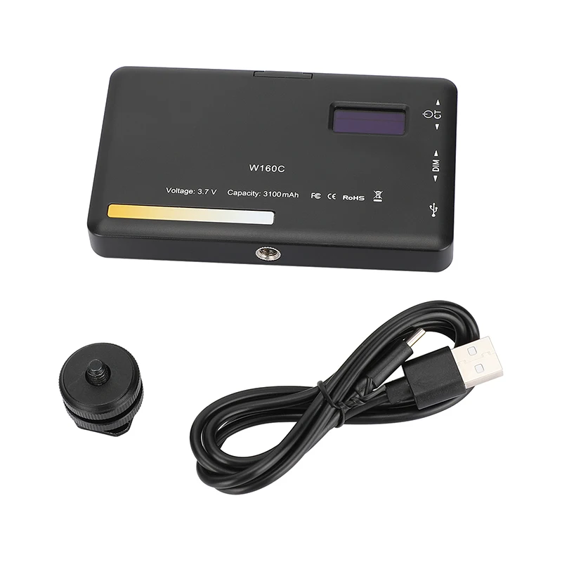 Bi-Color On-camera LED Video Light 2500 to 6500K 3100mAh with Shoe Adapter for D