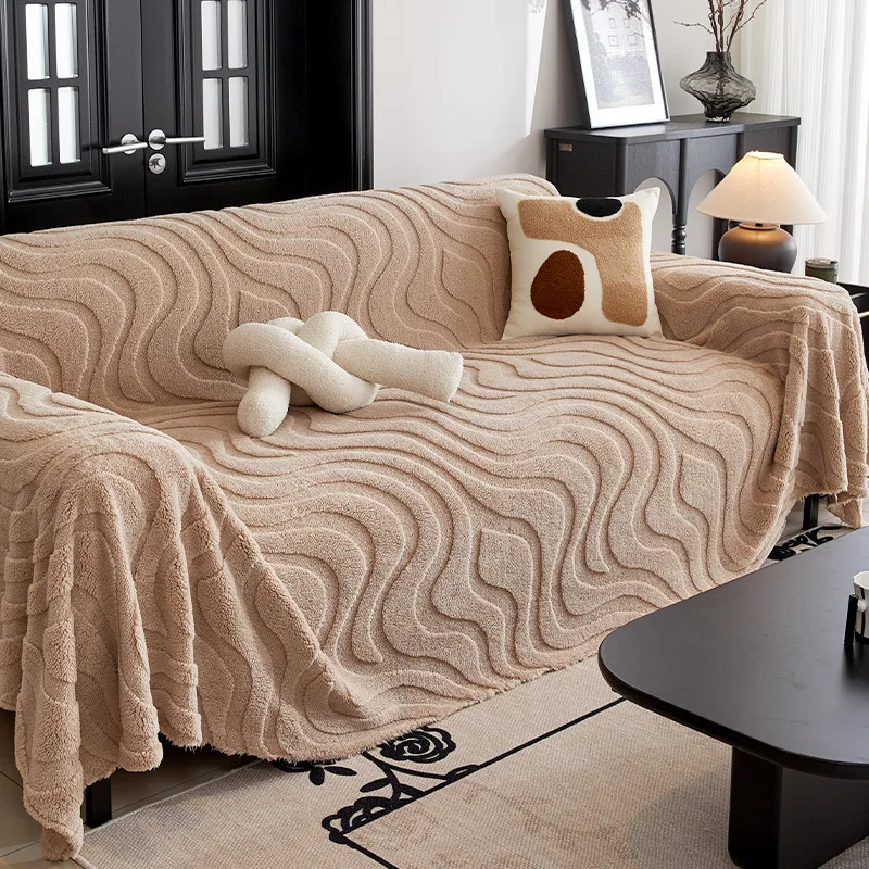 Winter All-Inclusive Sofa Cover Blanket Solid Color Plush Sofa Cover Multifunctional Decorative Blankets Simple Seat Covers