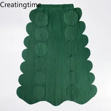 

Creatingtime 2022 Summer New Fashion Tide Women's Patchwork Pleated Loose Fit High Elastic Waist Wild A-line Skirt GA296