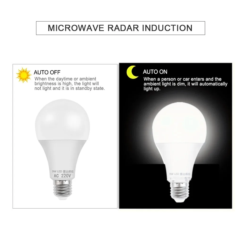 2 ampoules LED avec radar et capteur d'obscurité 12 W / 1150 lm