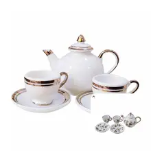 

Ceramic 1 Set Novelty Pretend Play Mini Tea Set Entertainment Tea Set Model Modern Style for Kids